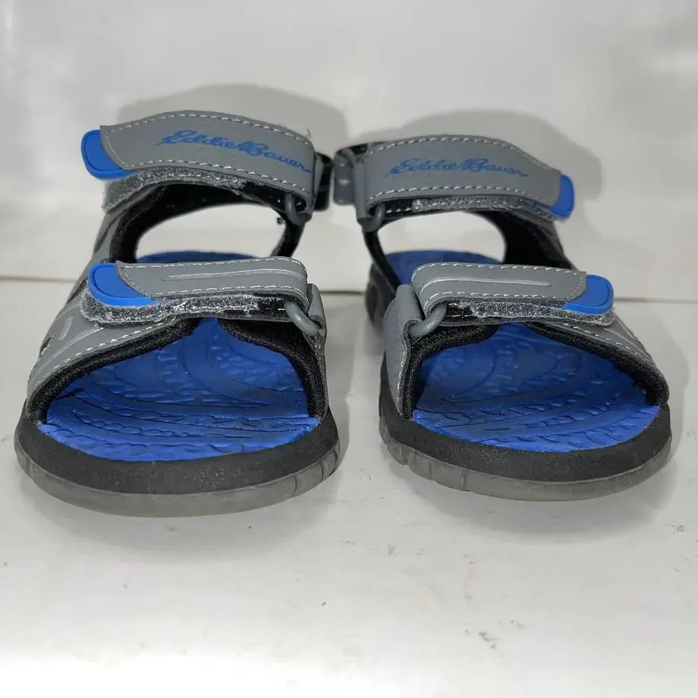 Eddie Bauer Sandals Boys Size 12 Gray Blue Pacific Hook & Loop Hiking Water